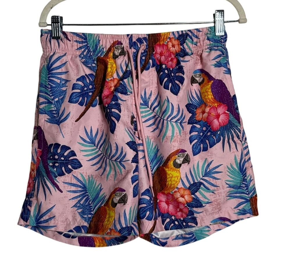 Ring of Fire Swim Peppers Men's Small Parrot Tropical Flower Print